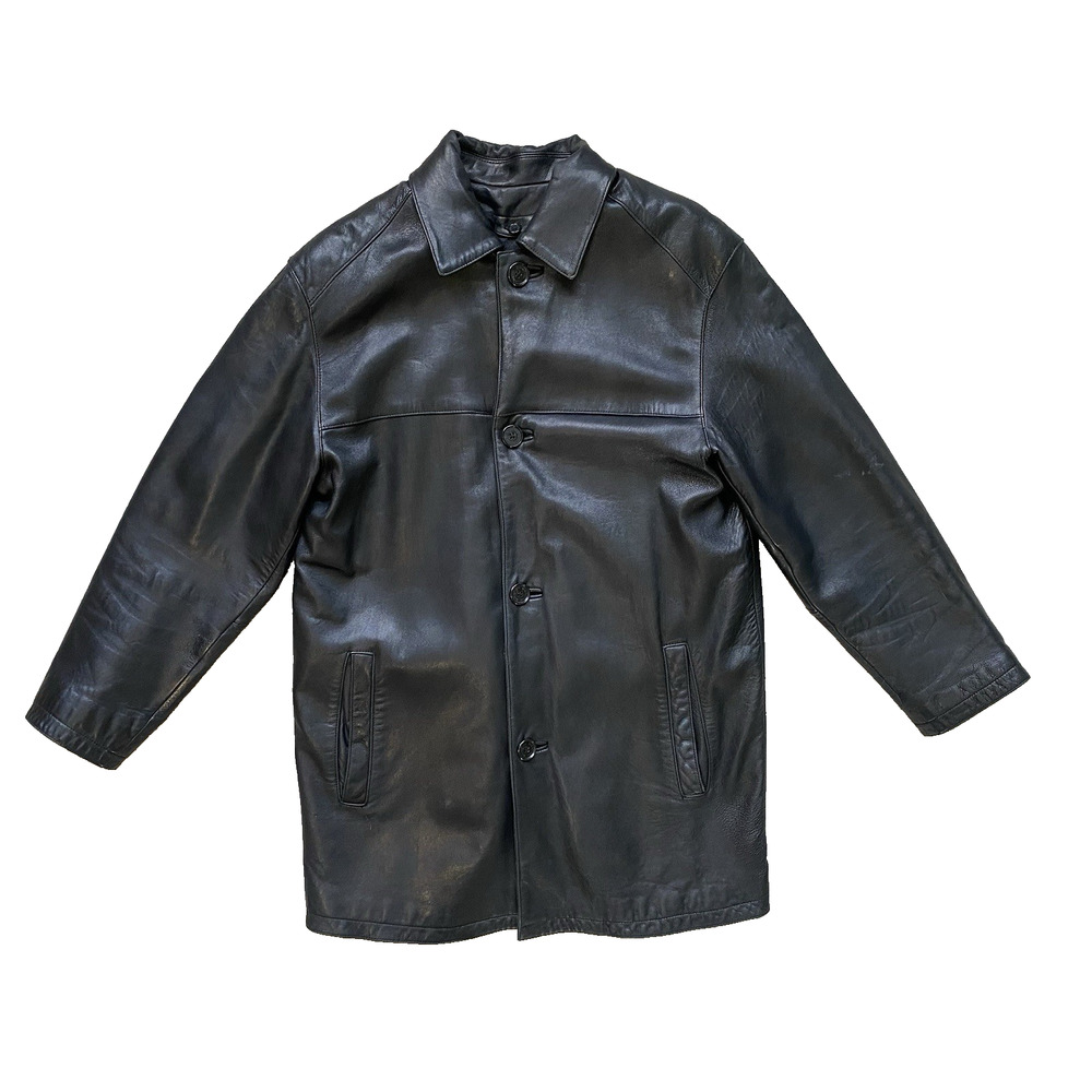 ANDREW MARC New York Leather Jacket Mens Size Small Classic Black Lined Coat